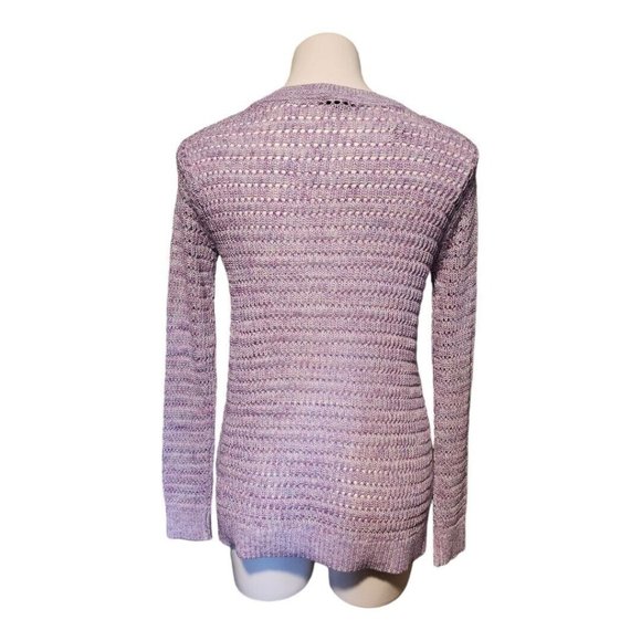 Talbots Sweater Women XS Purple Crochet Long Sleeve Cotton Pullover Knit NWT - Picture 2 of 10